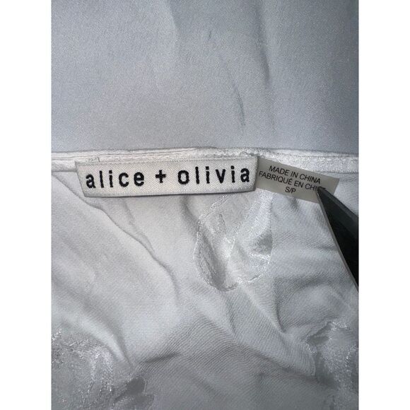 Alice + Olivia white Jacquard style drape camisole Cupro viscose blend small - Picture 4 of 8